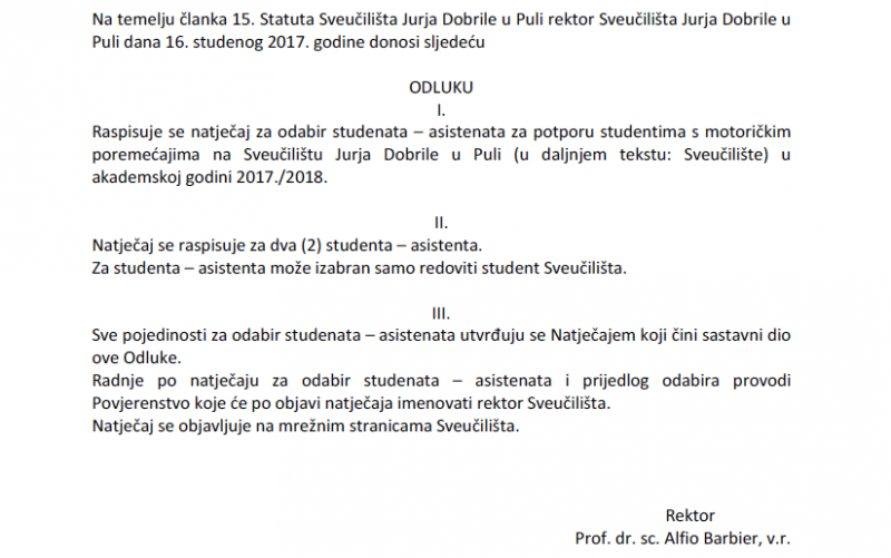 Natječaj za odabir studenata -...