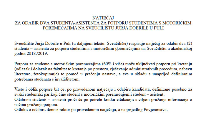 Natječaj za odabir dva...